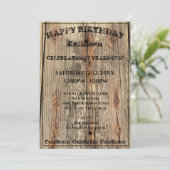 HOUTGRAINPATROON FOTO YUKON BIRTHDAY INVITATIE KAART (Staand voorkant)