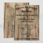 HOUTGRAINPATROON FOTO YUKON BIRTHDAY INVITATIE KAART (Voorkant / Achterkant)