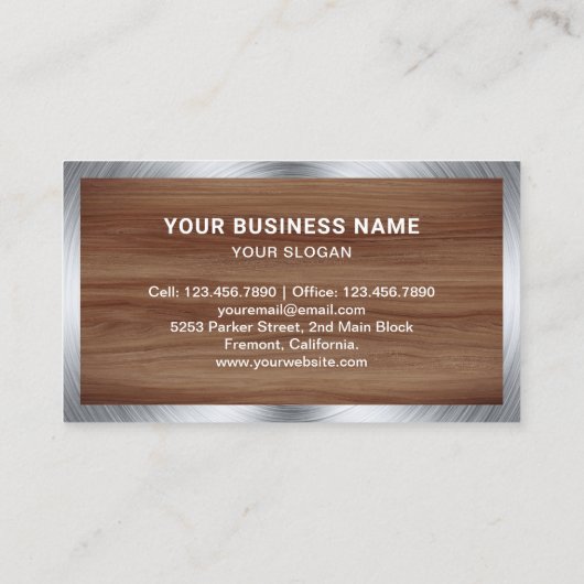 Houtgrijsstaal Handyman automatische reparatie Visitekaartje (Achterkant)