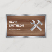 Houtgrijsstaal Handyman automatische reparatie Visitekaartje (Voorkant)