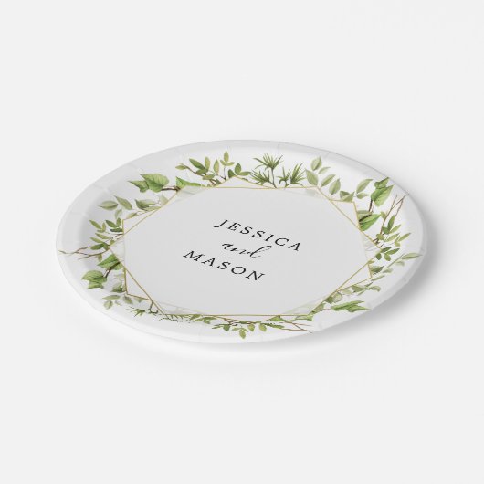 Houtgroene Trouw Bruiloft Papieren Bord (Gekanteld)