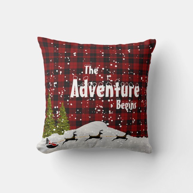 Houthakker De Avontuur Begint Kerstmis Naam Kussen (Voorkant)