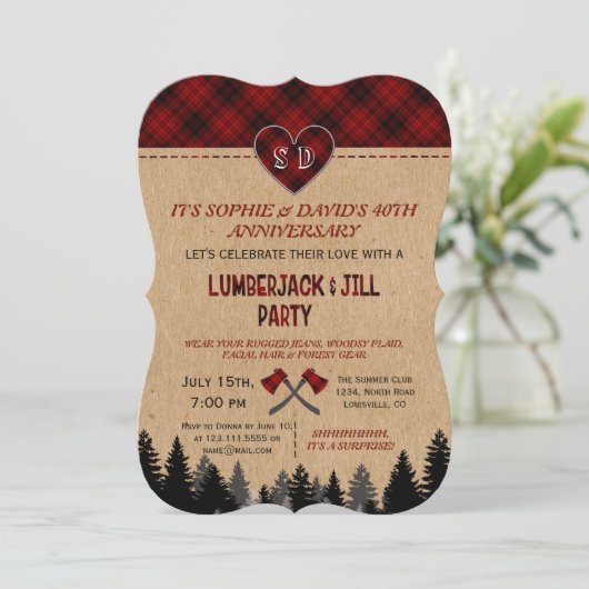 Houthakker en Jill Huwelijk 40e verjaardag Kaart (Staand voorkant)