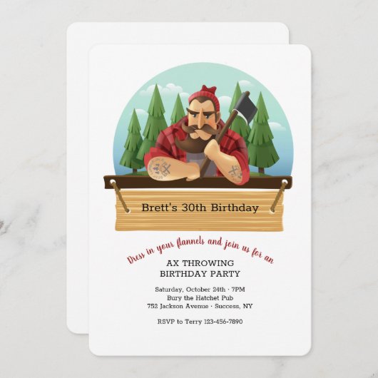 Houthakker met bijl uitnodiging (Voorkant / Achterkant)