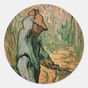 Houthakker (naar Millet) door Vincent van Gogh Ronde Sticker