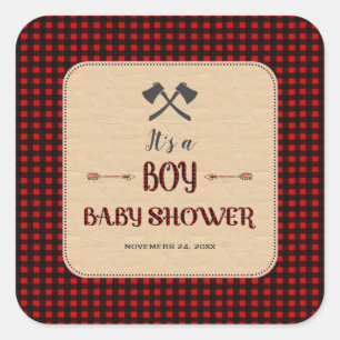 Houthakker Rode Buffalo Wilde Jager Baby Shower Vierkante Sticker