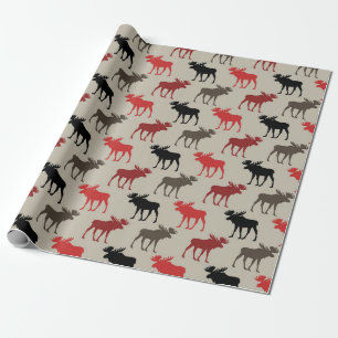 Houthakker Rood Zwart Grijs Eland Silhouet Gewei H Cadeaupapier