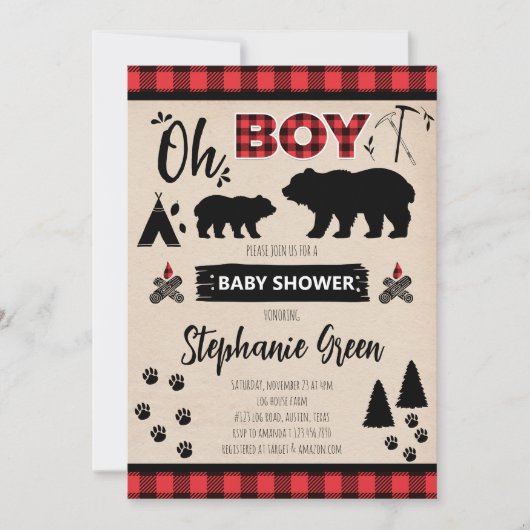 Houthakkers Baby Shower Uitnodiging (Voorkant)