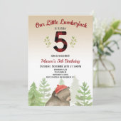 Houthakkers Bos Beer 5e Verjaardagsfeestje Kaart (Staand voorkant)