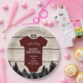 Houthakkers Buffalo Baby Onesie Houten Baby Shower Papieren Bordje (Feest)