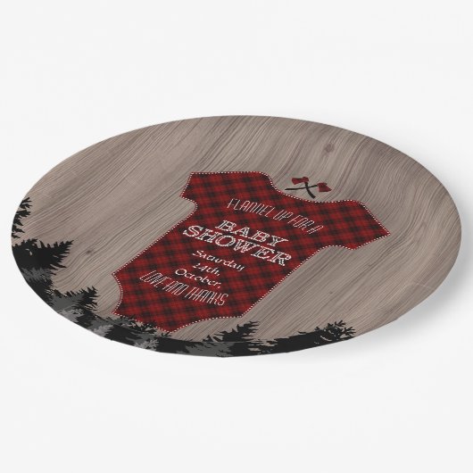 Houthakkers Buffalo Baby Pak Jongens Baby Shower Papieren Bordje (Gekanteld)