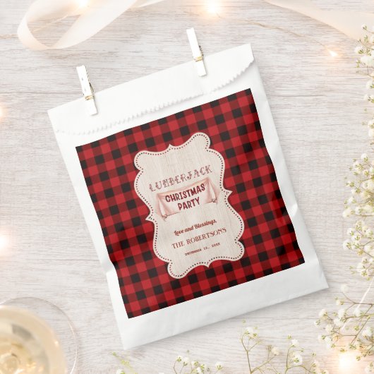 Houthakkers Kerstfeest Rood Buffalo Hout Bedankzakje (Geknipt)