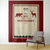 Houthakkers Rode Buffalo Baby Shower Achtergrond Wandkleed (In situ)