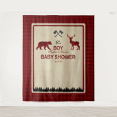 Houthakkers Rode Buffalo Baby Shower Achtergrond Wandkleed (Voorkant)