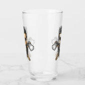Houthakkersbaard Schedel Gekruiste Bijlen Bier Glas (Links)