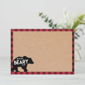 Houthakkersbeer babyshower bedankkaart kaart (Staand voorkant)