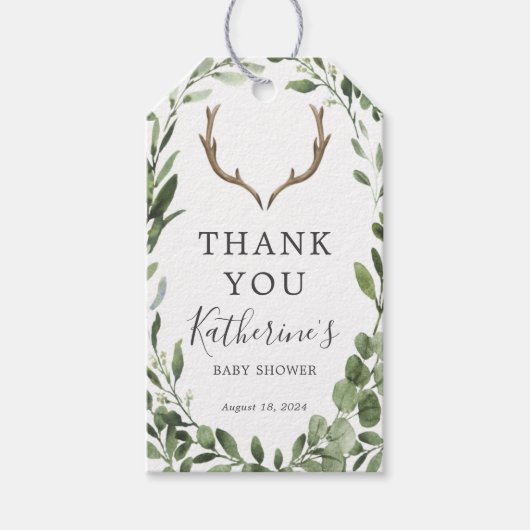 Houthakkershertengewei baby shower cadeautag cadeaulabel (Voorkant)