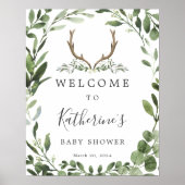 Houthakkershertengewei baby shower welkomstbord poster (Voorkant)