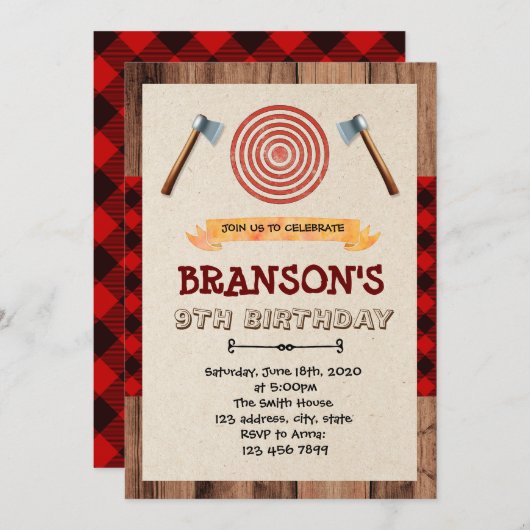 HOUTHAKKERUITNODIGING KAART (Voorkant / Achterkant)