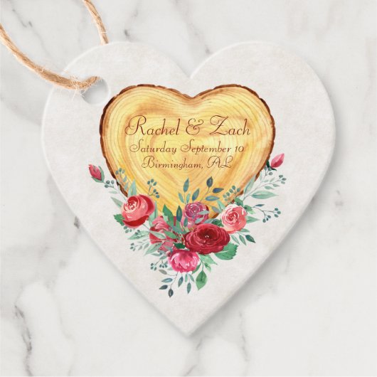 Houthart en rozen bedankjes labels (Voorkant)