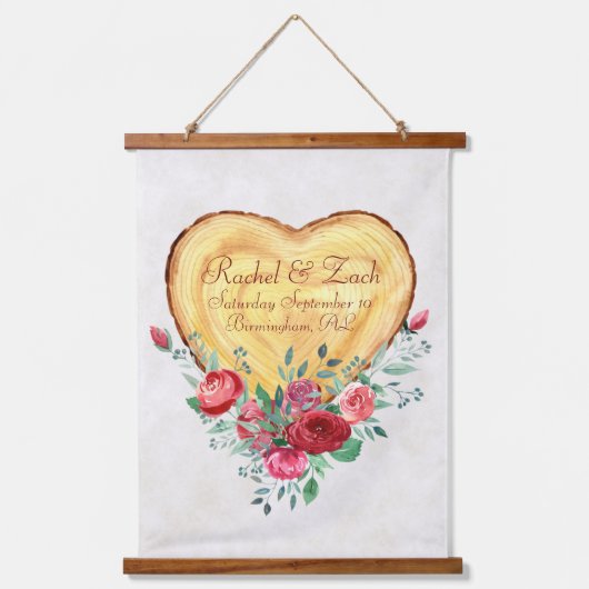 Houthart en rozen hangend wandkleed (Voorkant)