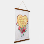 Houthart en rozen hangend wandkleed (Gebogen)