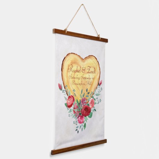 Houthart en rozen hangend wandkleed (Gebogen)