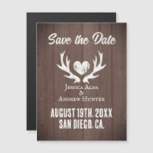 Houtherten antler hart magnetisch sparen datumkaar (Voorkant / Achterkant)