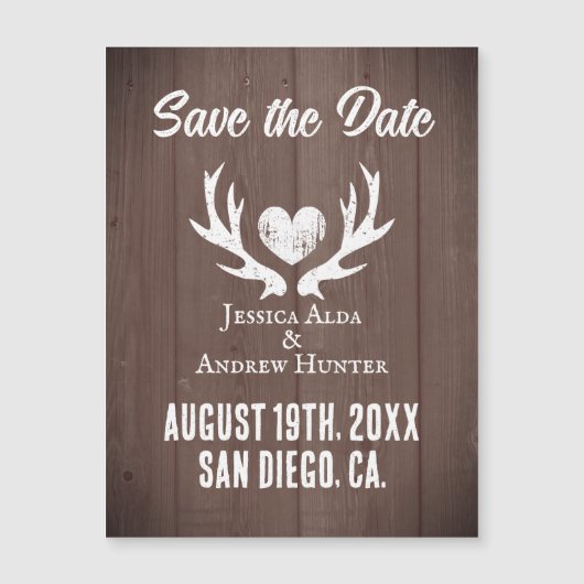 Houtherten antler hart magnetisch sparen datumkaar (Voorkant)