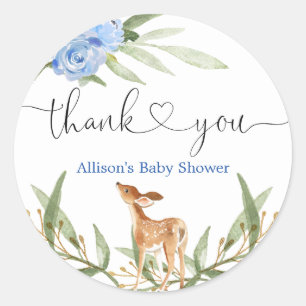 Houtherten blauw groen gouden jongen baby shower ronde sticker