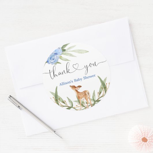 Houtherten blauw groen gouden jongen baby shower ronde sticker (Envelop)