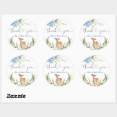 Houtherten blauw groen gouden jongen baby shower ronde sticker (Vel)