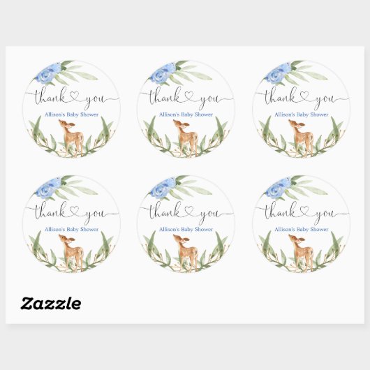 Houtherten blauw groen gouden jongen baby shower ronde sticker (Vel)