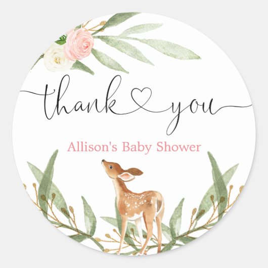 Houtherten blozen roze gouden meisje baby shower ronde sticker (Voorkant)