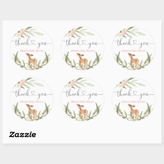 Houtherten blozen roze gouden meisje baby shower ronde sticker (Vel)