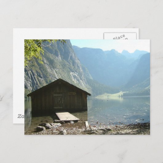 Houthuis door een meer briefkaart (Voorkant / Achterkant)