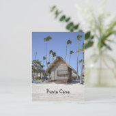 Houthut op een tropisch strand briefkaart (Staand voorkant)