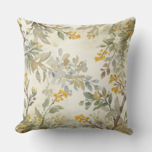 Houtig Goud Groen Beige Blauw Aquarelprint Kussen