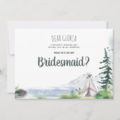 Houtige Bergen Avontuur Bruidsmeisje Voorstel Kaart (Voorkant)