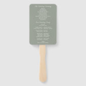 Houtige Eucalyptus Groen Huwelijksprogramma Handwaaier (Achterkant)