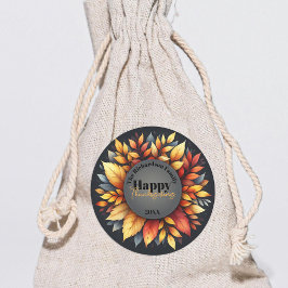 Houtige Herfstbladeren Thanksgiving Favor Ronde Sticker