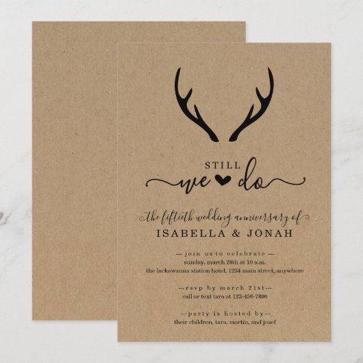 Houtige Herten Trouwjubilea Kaart (Voorkant / Achterkant)