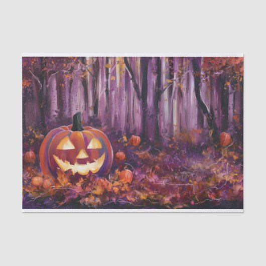 Houtige Jack-olantern, Herfstbladeren en Bos Tissuepapier (Voorkant)