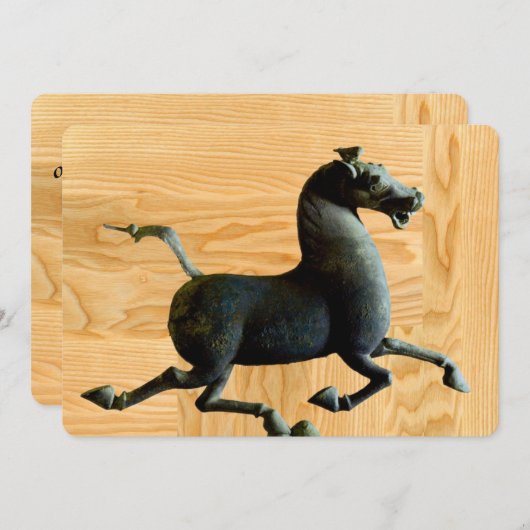 Houtjaar van de aangepaste uitnodiging voor paarde (Voorkant / Achterkant)