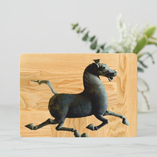 Houtjaar van de aangepaste uitnodiging voor paarde (Staand voorkant)