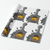 houtkachel cadeaupapier (Uitgerold)