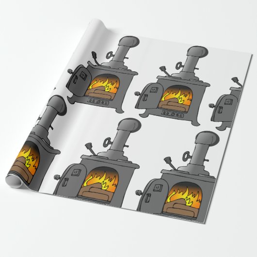 houtkachel cadeaupapier (Uitgerold)