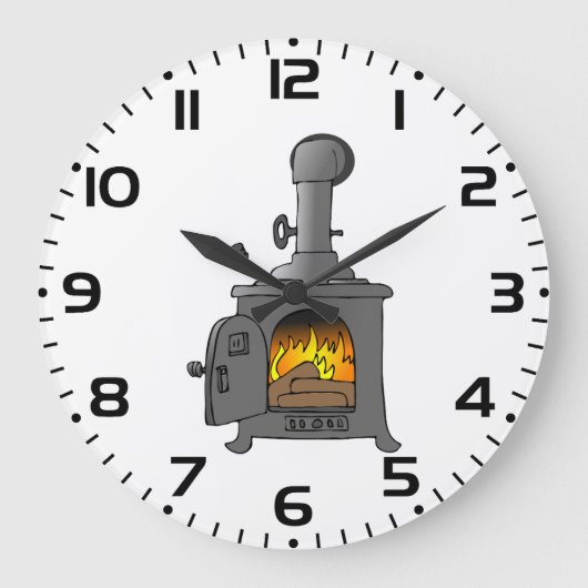 houtkachel grote klok (Voorkant)