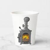 houtkachel papieren bekers (Voorkant)