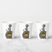 houtkachel papieren bekers